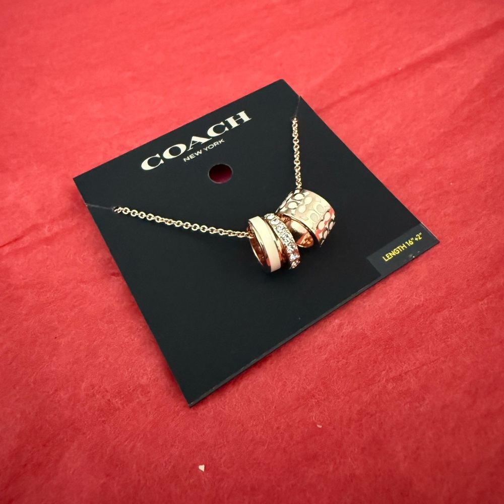 NWT Coach Gold and white crystals Necklace - Picture 8 of 8